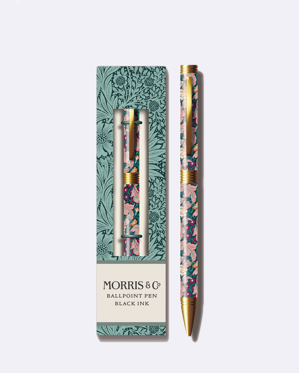 Stylo à bille, encre noire, William Morris