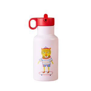 Nachhaltige Thermosflasche für Kinder - 350 ml - bioloco sky kids - Wildkatze - Skateboard 