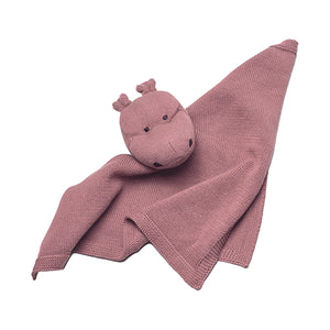 Schnuffeltuch für Kinder - 100% Baumwolle - chic.mic - Hippo - Nilpferd - lila-rot