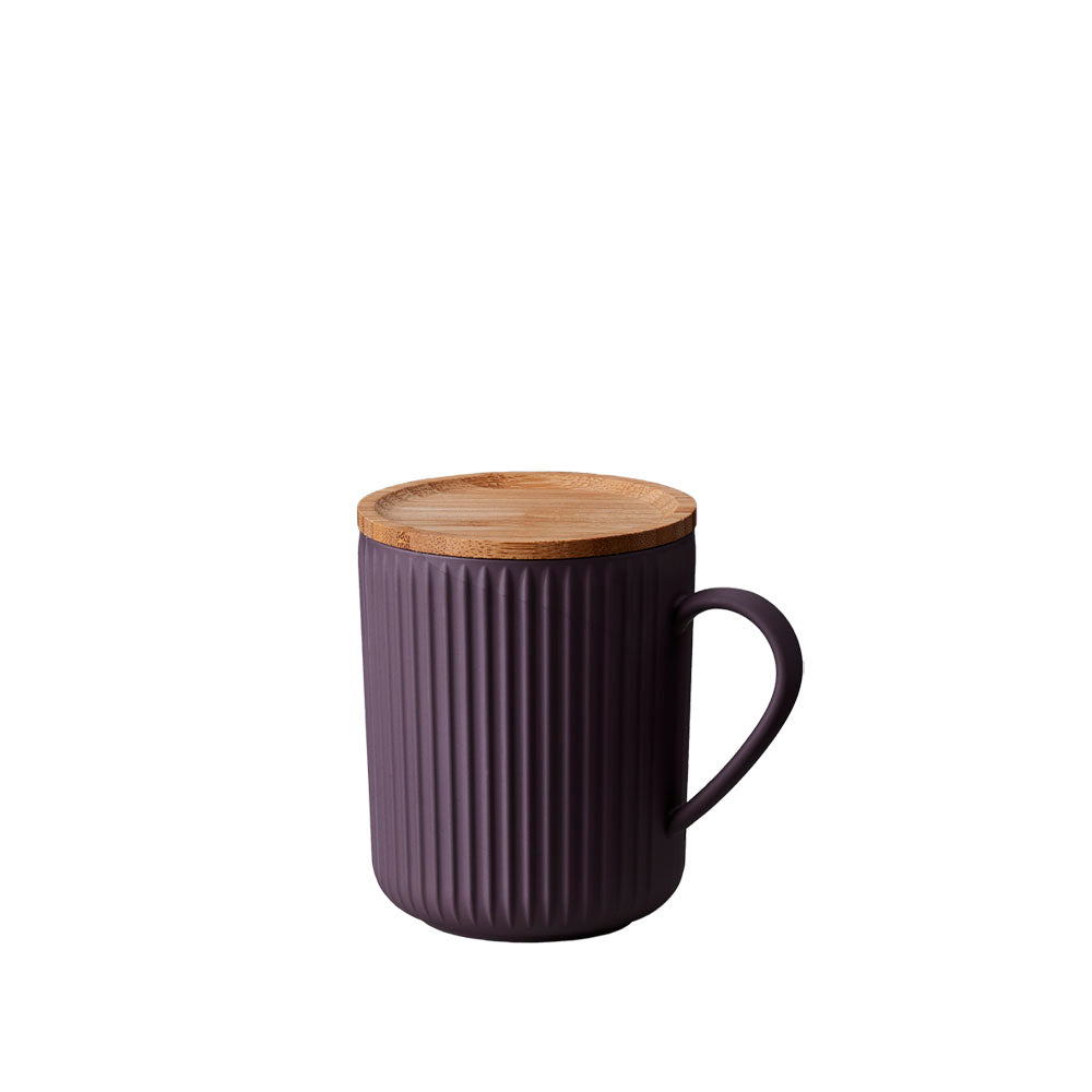 Nachhaltige Tasse mit Holzdeckel - 350 ml - Tasse aus PLA - dark grey