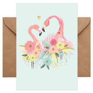 Karte zur Hochzeit - Glückwunschkarte mit farbigen Umschlag - Hochzeit - Flamingo