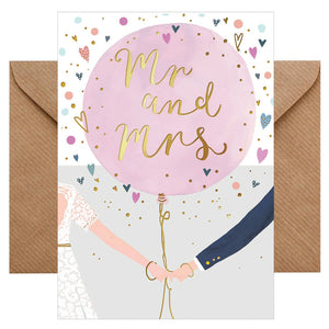 Karte zur Hochzeit - Glückwunschkarte mit farbigen Umschlag - Hochzeit - mr and mrs