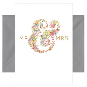 Karte zur Hochzeit - Glückwunschkarte mit farbigen Umschlag - Hochzeit - mr & mrs