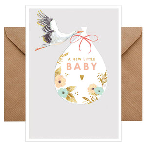 Karte zur Geburt - Glückwunschkarte mit farbigen Umschlag - Baby - a new little baby