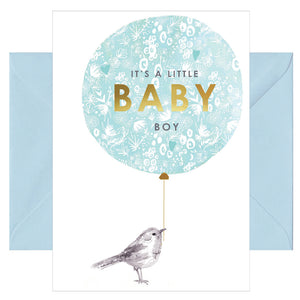 Karte zur Geburt - Glückwunschkarte mit farbigen Umschlag - Baby - it`s a little baby boy