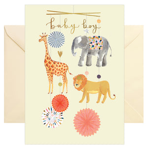 Karte zur Geburt - Glückwunschkarte mit farbigen Umschlag - Baby - baby boy
