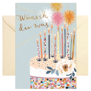 Geburtstagskarte - Glückwunschkarte mit farbigen Umschlag - Geburtstag - Wünsch dir was