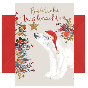 Hochwertige Weihnachtskarte - Grußkarte mit farbigen Umschlag - Weihnachten - Fröhliche Weihnachten - Eisbär