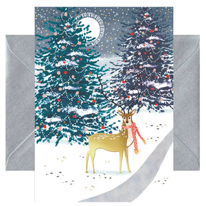 Hochwertige Weihnachtskarte - Grußkarte mit farbigen Umschlag - Weihnachten - Hirsch