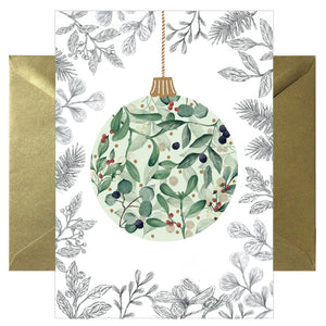 Hochwertige Weihnachtskarte - Grußkarte mit farbigen Umschlag - Weihnachten - Baumkugel