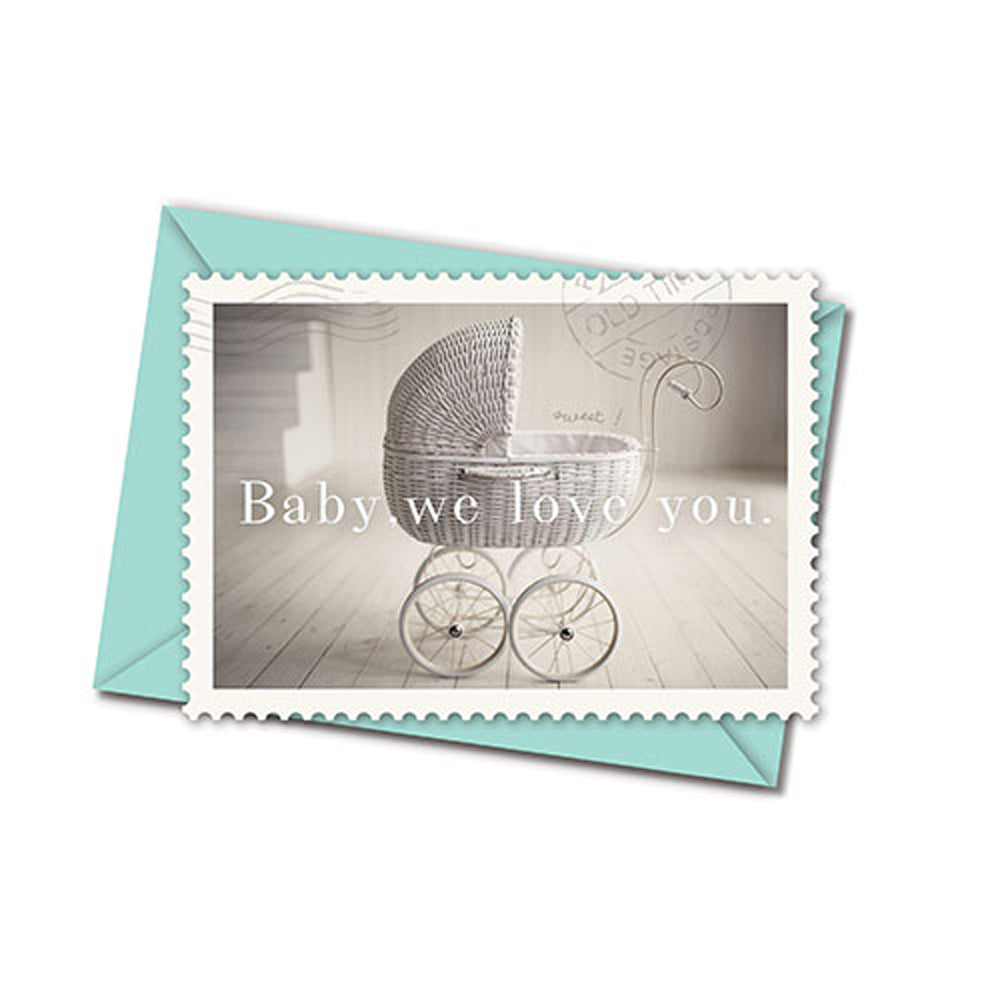 Postkarte mit Umschlag - Karte zur Geburt - Baby - baby, we love you