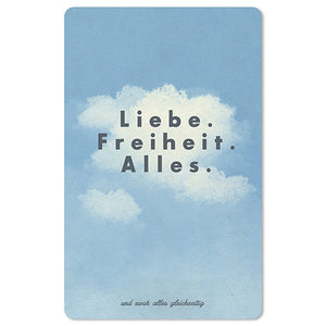 Mini Postkarten - 8,5 x 13,5 cm - Sprüche - umweltfreundlicher Karton - Liebe. Freiheit. Alles. 