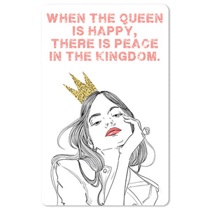 Mini Postkarten - 8,5 x 13,5 cm - Sprüche - umweltfreundlicher Karton - when the queen is happy, there is peace in the kingdom