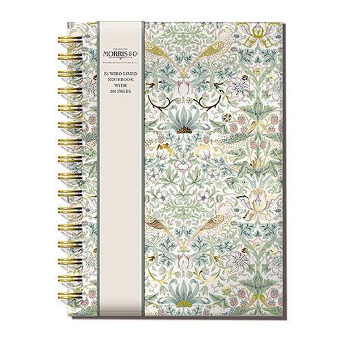 Notizbuch - Tagebuch - Spiralbuch B5, liniert, 200 Seiten - florales Design - William Morris