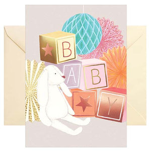 Karte zur Geburt - Glückwunschkarte mit farbigen Umschlag - Baby