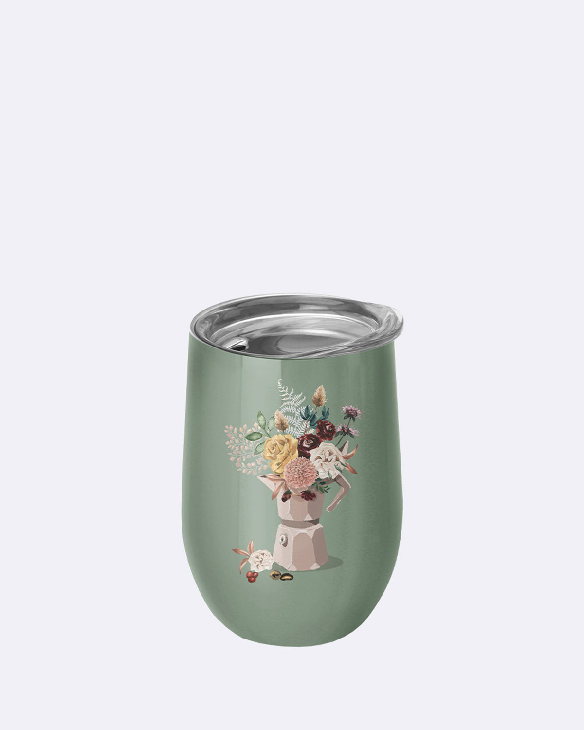 Thermobecher aus Edelstahl - bioloco office - 420ml - ideal fürs Büro - mocca flowers