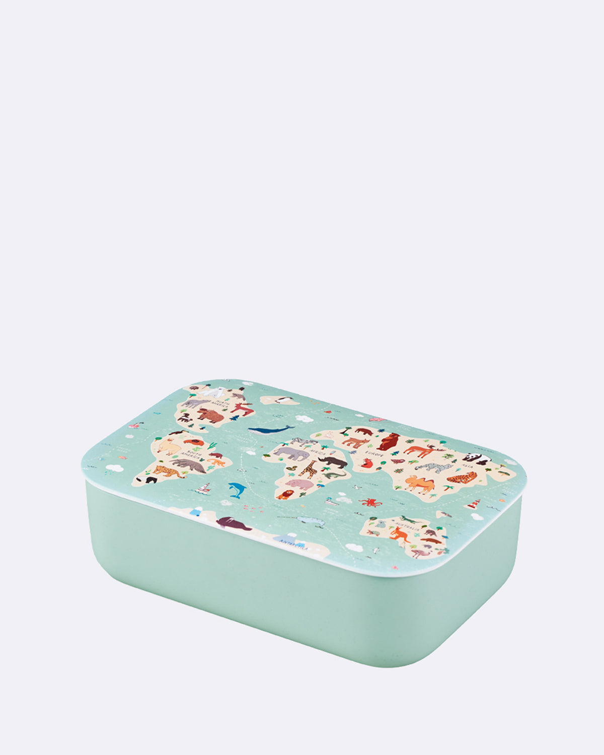 Nachhaltige Lunchbox - Brotdose aus PLA - bioloco plant classic lunchbox - animal map - Tiere - Landkarte