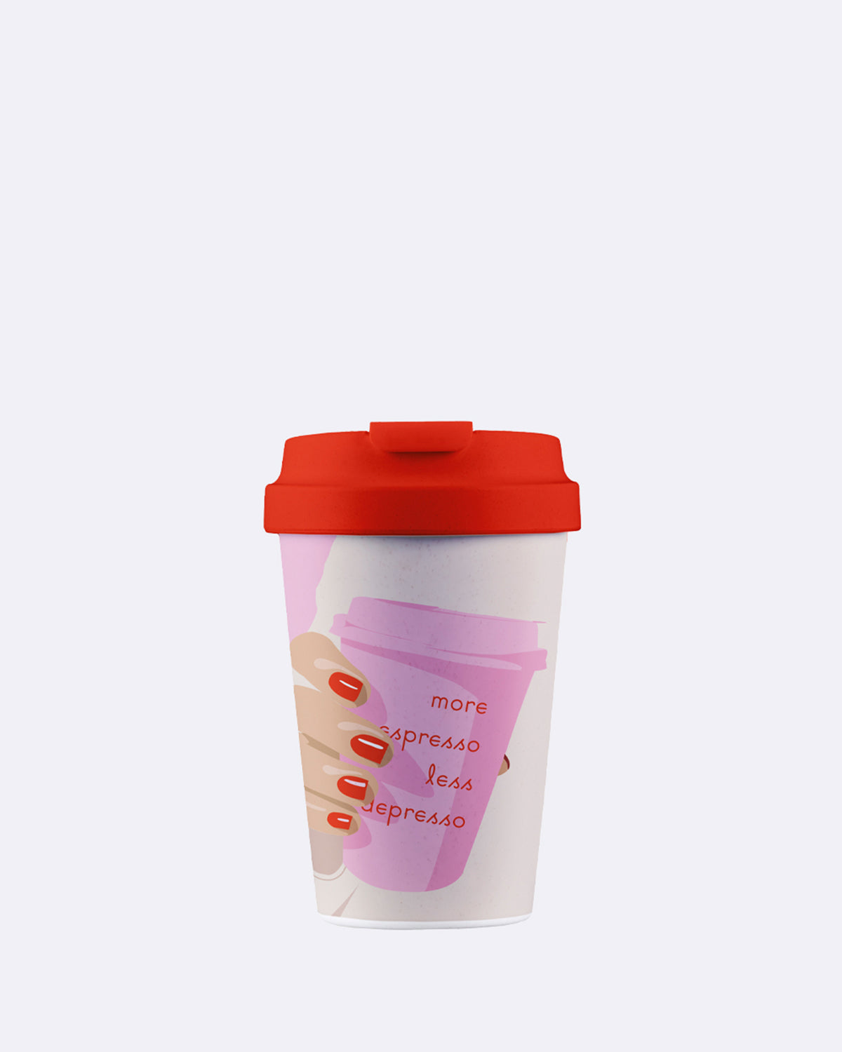 Nachhaltiger Kaffeebecher to go - bioloco plant easy cup - 350 ml - more espresso - less depresso - Illustration