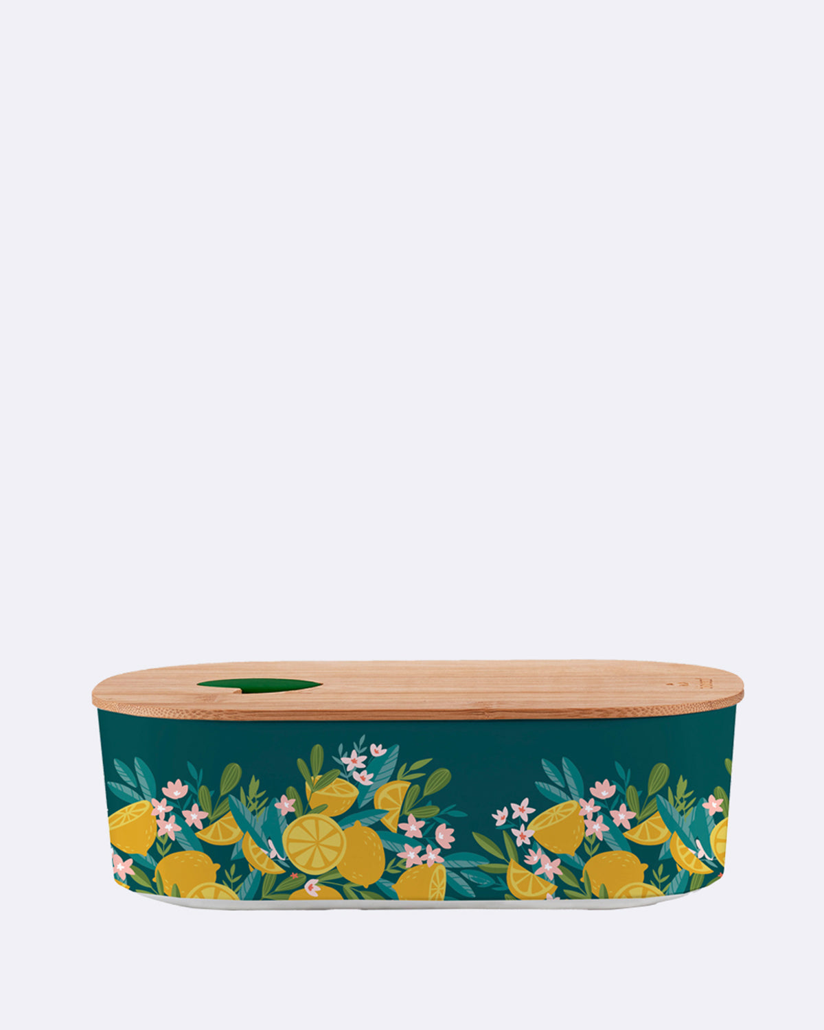 Ovale Lunchbox aus nachhaltigem PLA - bioloco plant lunchbox oval - Brotdose - lemons - Zitronen - Früchte - Planze