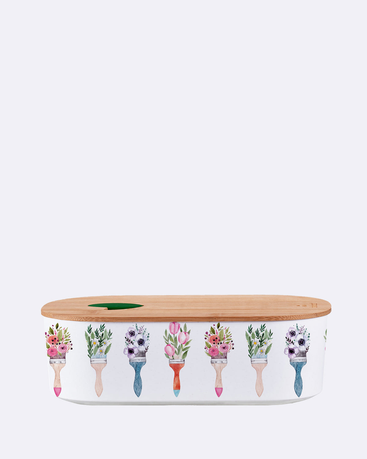 Ovale Lunchbox aus nachhaltigem PLA - bioloco plant lunchbox oval - flower brushes - Brotdose - Blumen - Pinsel
