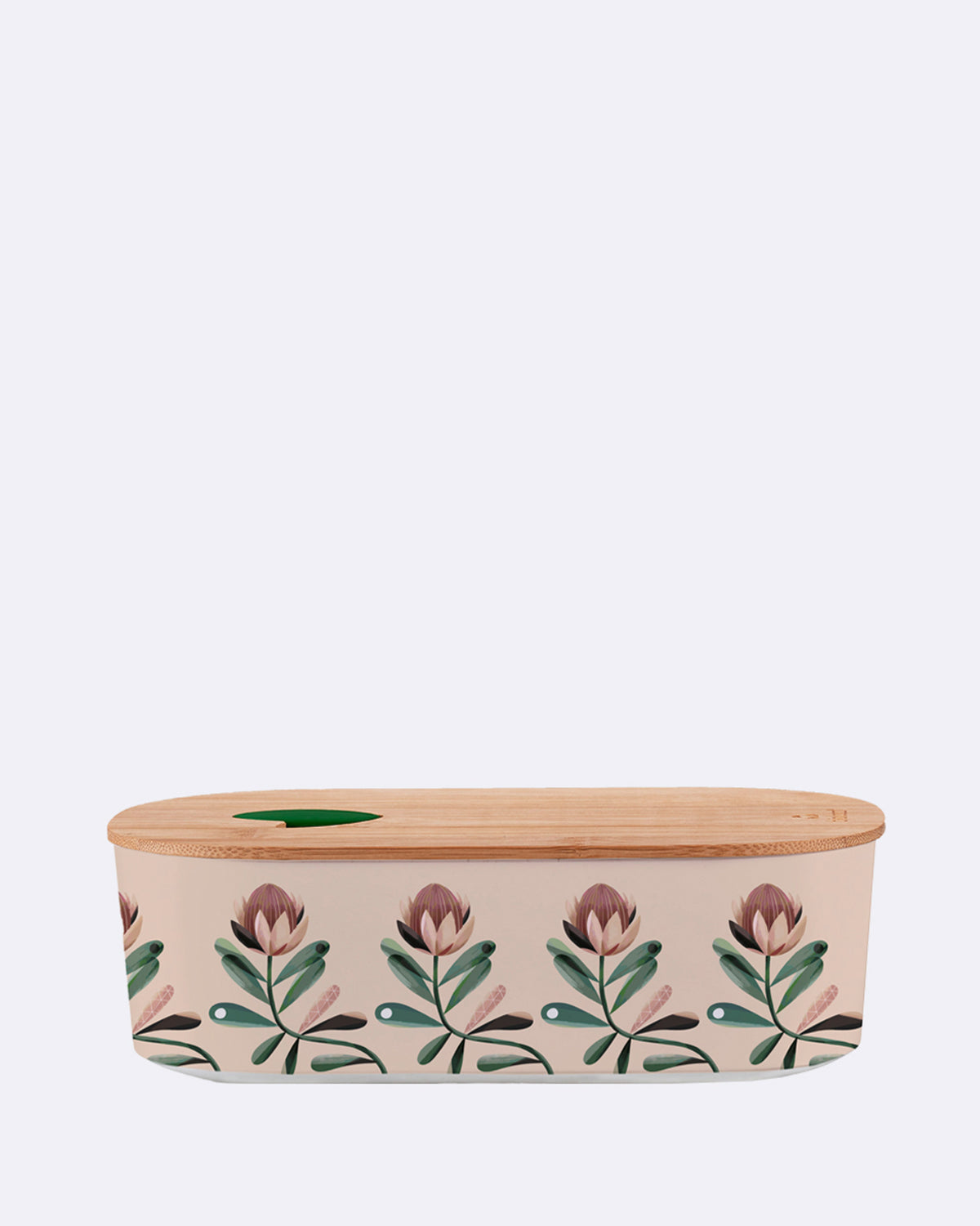 Ovale Lunchbox aus nachhaltigem PLA - bioloco plant lunchbox oval - protea pattern - Brotdose - Blumenmuster - Pflanze