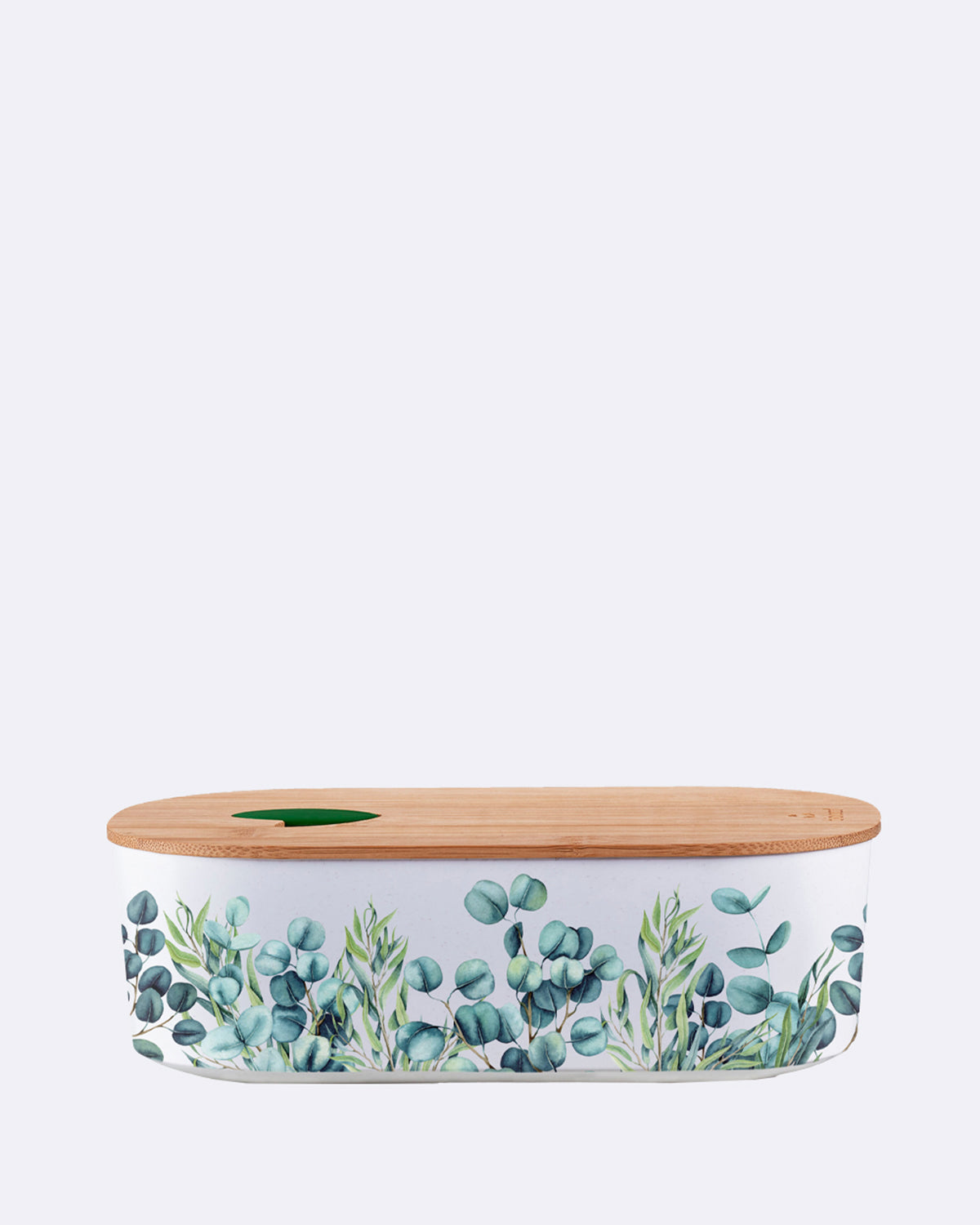Ovale Lunchbox aus nachhaltigem PLA - bioloco plant lunchbox oval - eucalyptus - Brotdose - Planzen - Blumenmuster