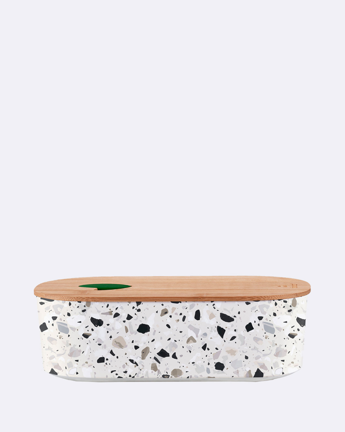 Ovale Lunchbox aus nachhaltigem PLA - bioloco plant lunchbox oval - natural terrazo - Brotdose - gesprenkelt