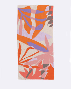 Cotton Beach Towel tropical flowers