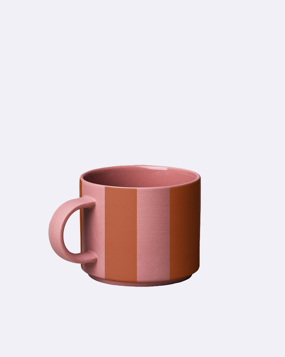 Porzellantasse 280 ml rosa terracotta Streifen langlebige Farbe – chic.mic GmbH