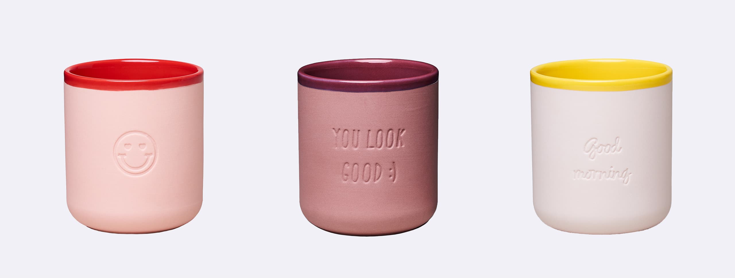 GOOD MOOD Porzellan-Kollektion in mehreren Farben – bunte Porzellantassen in Pastell- und kräftigen Tönen.