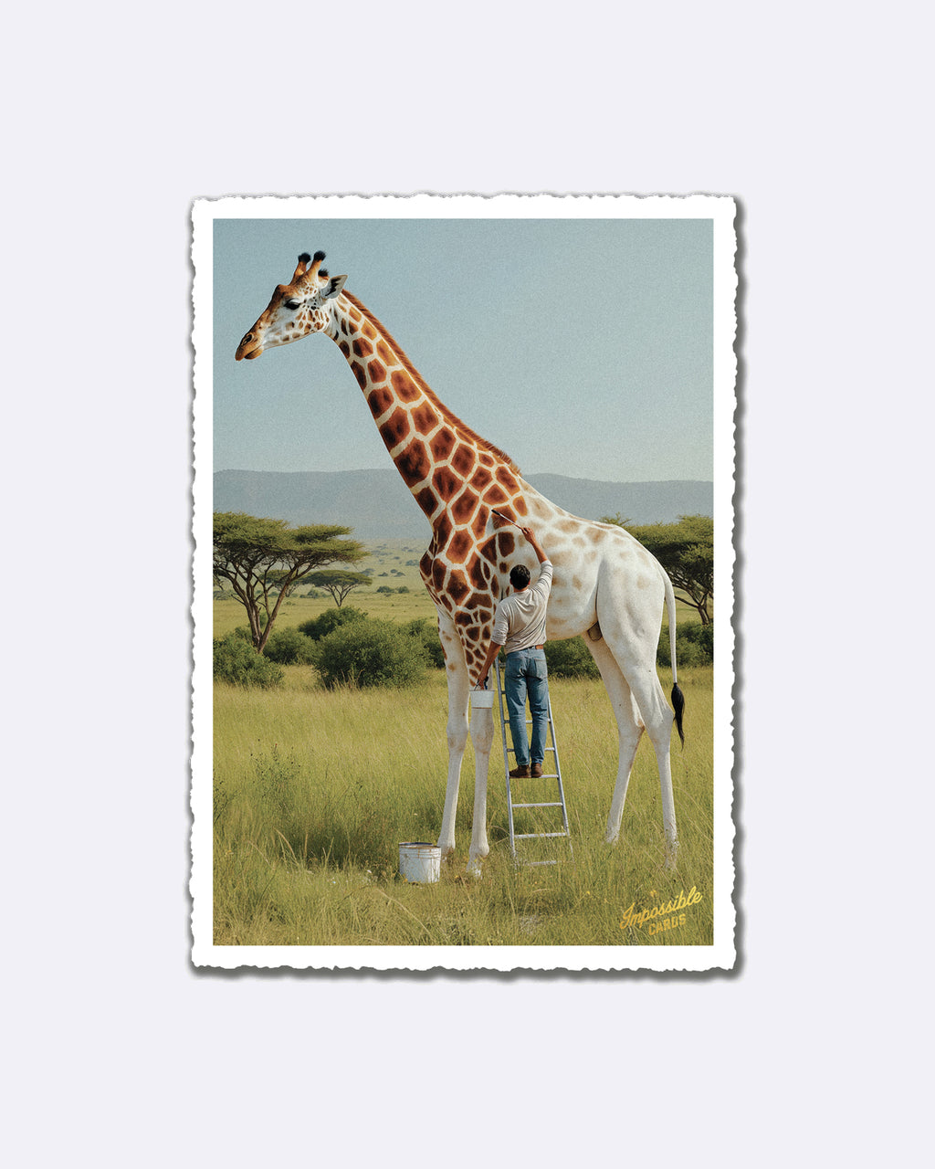 Impossible Card Postkarte - giraffe painting