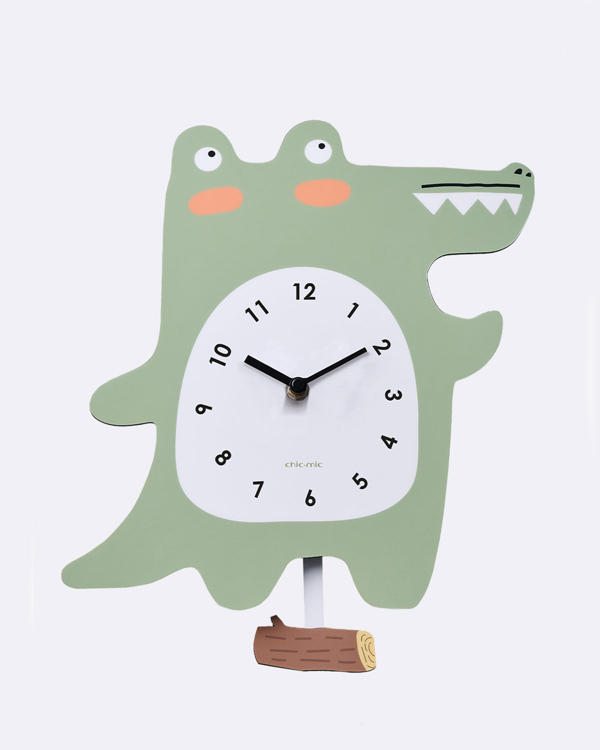 Charmante Kinderwanduhr im liebevollen Tiermotiv - kids wall clock - crocodile - Krokodiluhr - Wanduhr Tierdesign (Krokodil)