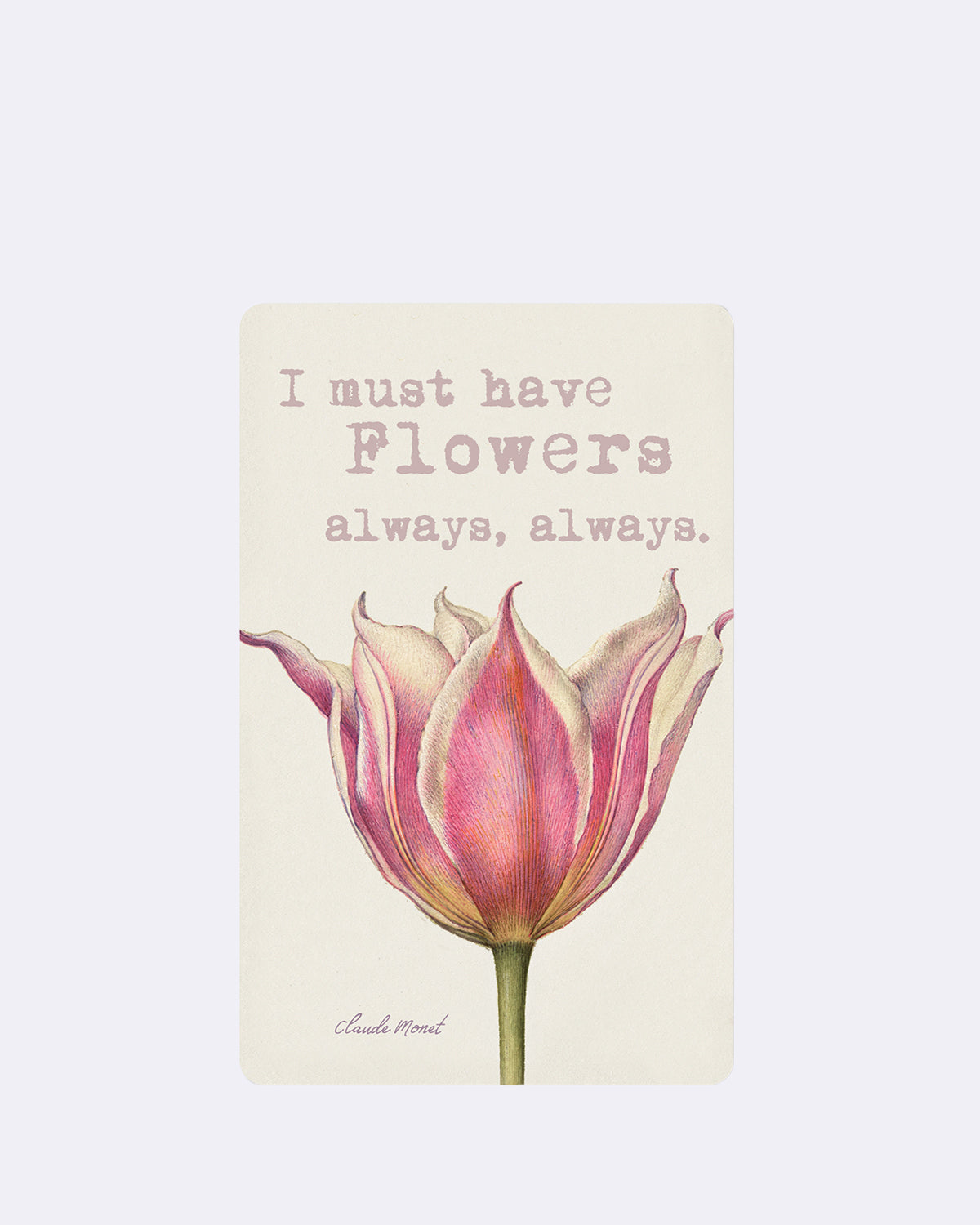 Postkarte in beige mit abgebildeter Rose und grauem Text