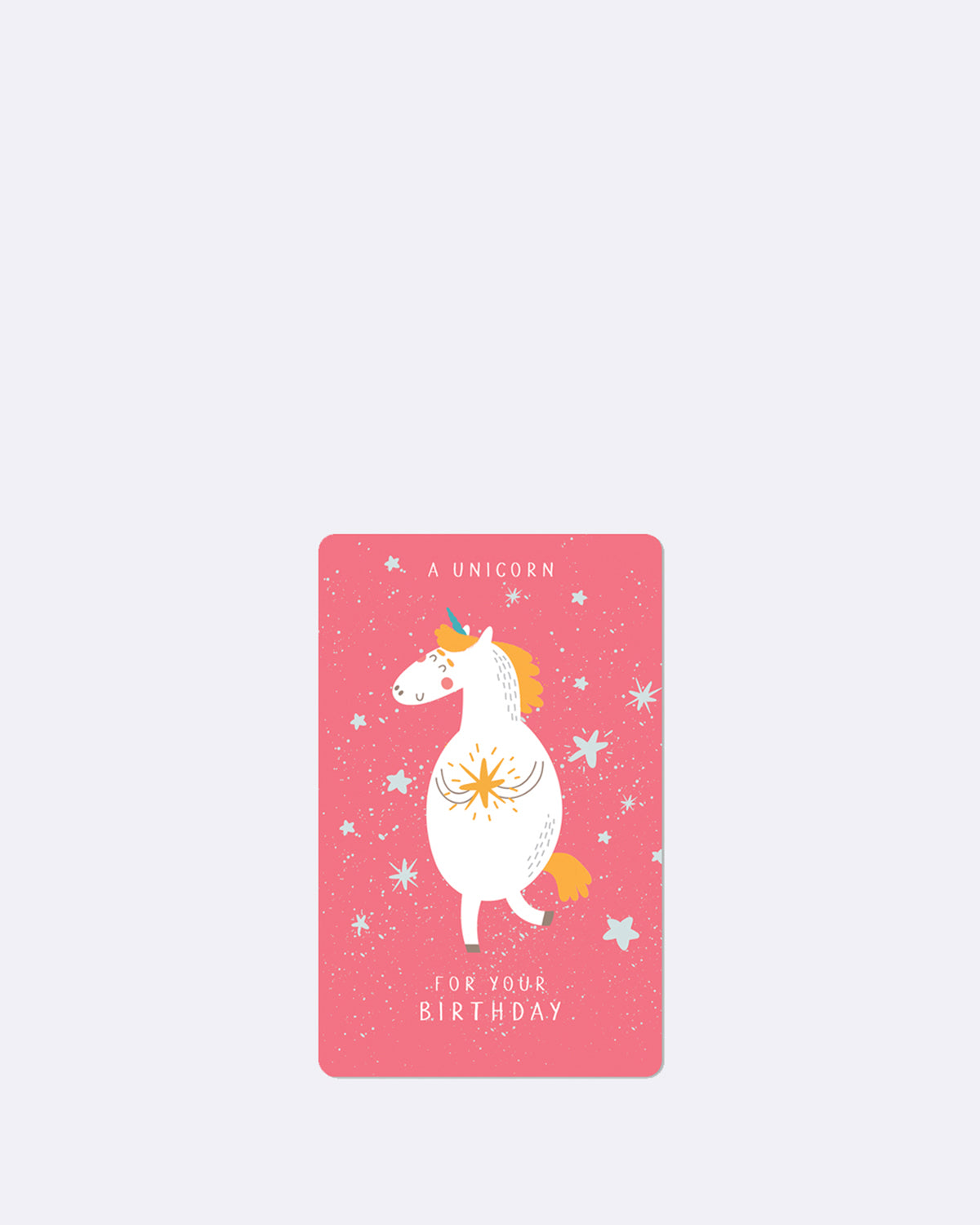 Postkarte in rosa mit abgebildetem Einhorn