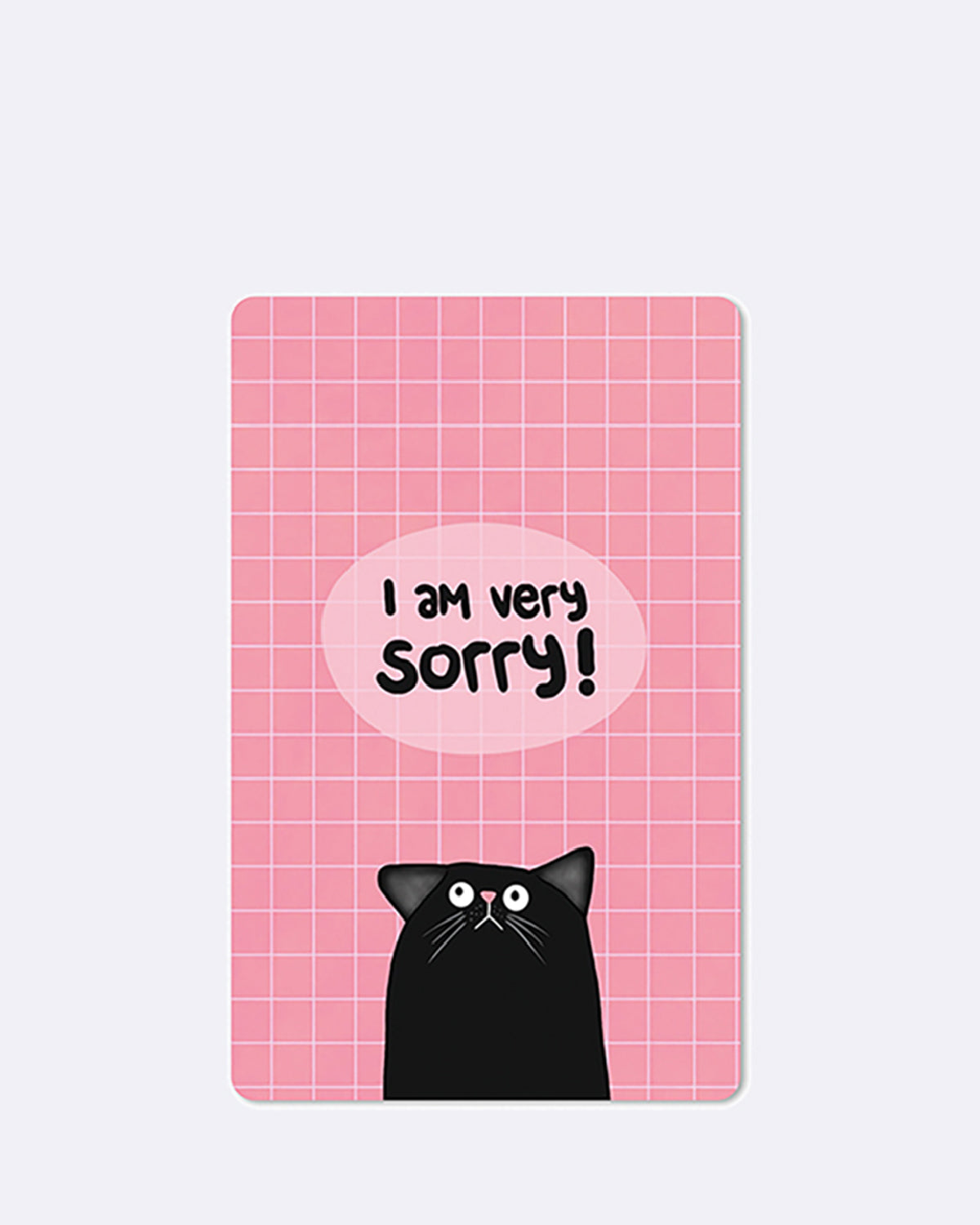 Postkarte in rosa mit abgebildeter Katze und schwarzem Text