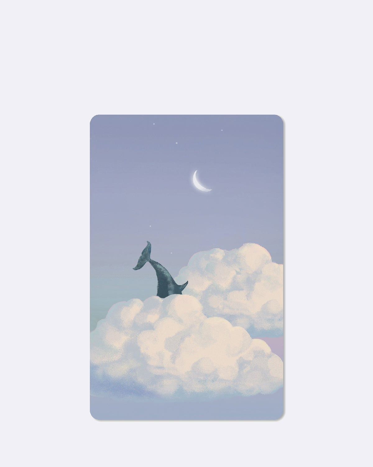 Postkarte mit abgebildetem Nachthimmel mit Wolken und einem Wal