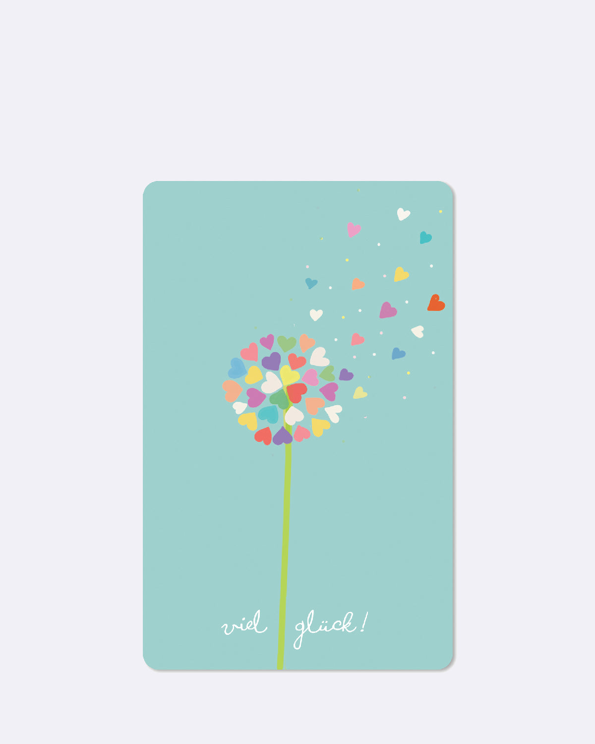 Postkarte in blau mit einer bunten Blume