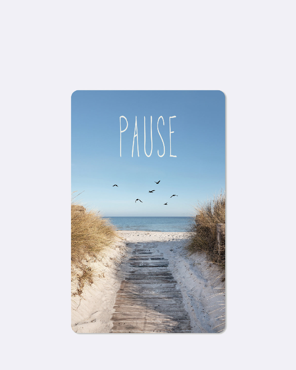 Postkarte mit Strandmotiv und weißem Text