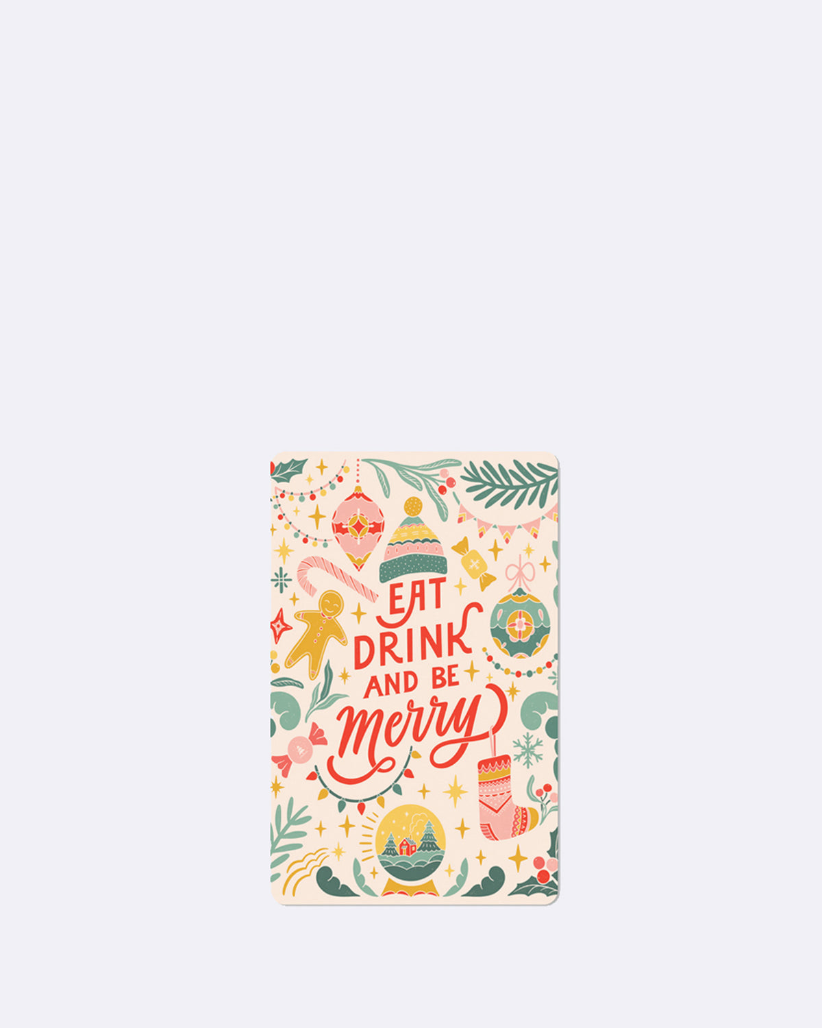 Postkarte in Beige mit buntem Muster