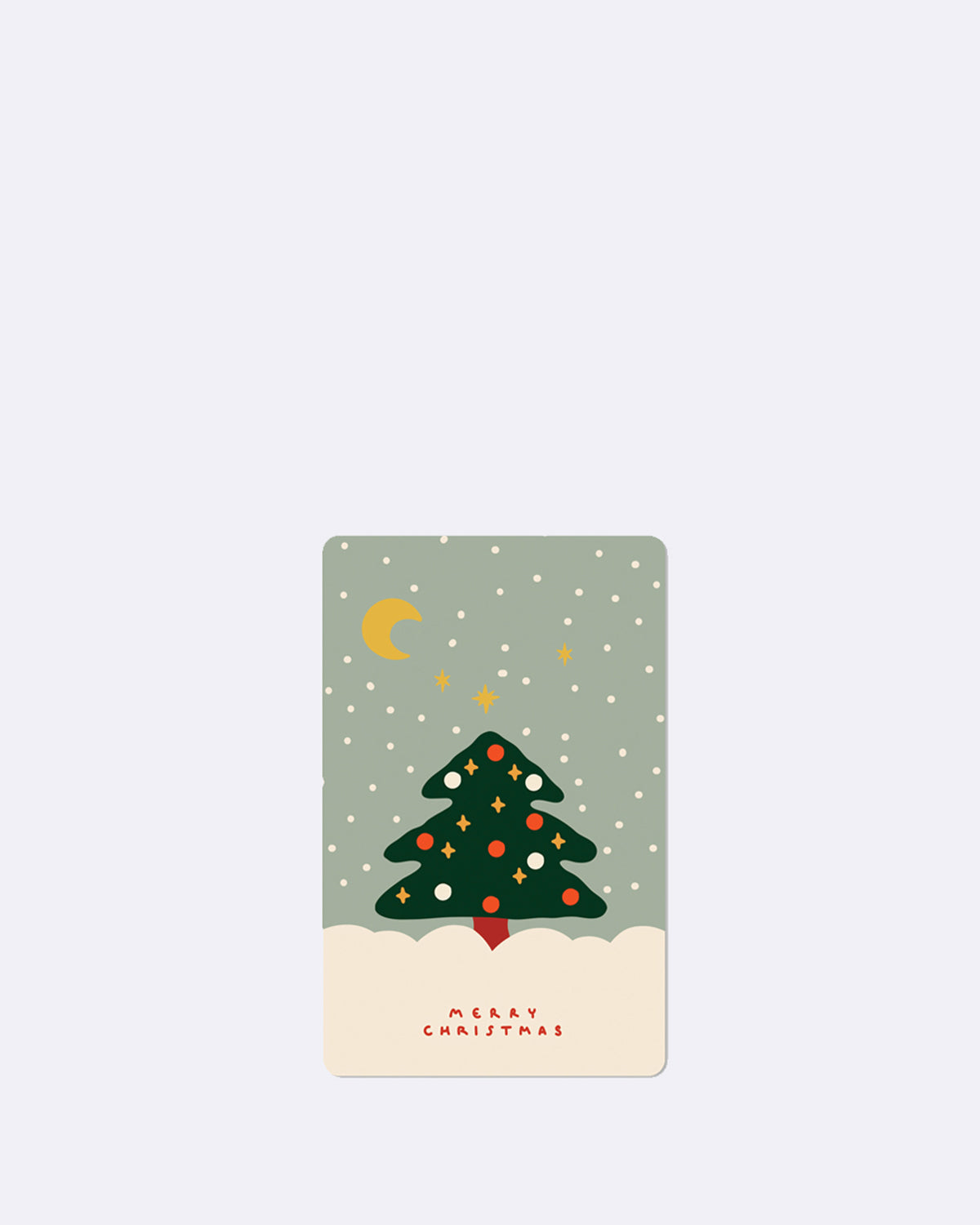 Postkarte in grün mit abgebildetem Weihnachtsbaum 