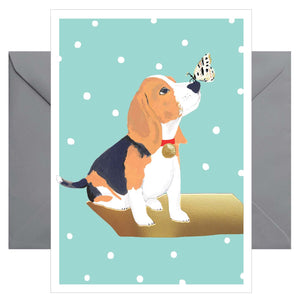 Hochwertige Grußkarte - Glückwunschkarte mit farbigen Umschlag - verschiedene Anlässe - Hund