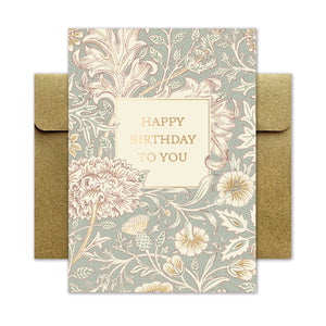 Hochwertige Glückwunschkarte mit Umschlag - florale Motive - William Morris - Geburtstag - happy birthday to you