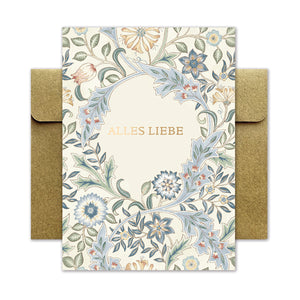 Hochwertige Glückwunschkarte mit Umschlag - florale Motive - William Morris - Geburtstag - Alles Liebe