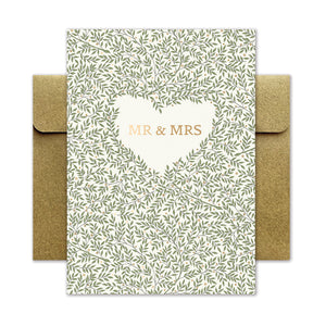 Hochwertige Glückwunschkarte mit Umschlag - florale Motive - William Morris - Hochzeit - mr & mrs