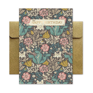 Hochwertige Glückwunschkarte mit Umschlag - florale Motive - William Morris - happy birthday