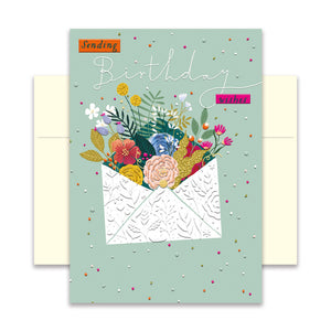 Geburtstagskarte - Glückwunschkarte mit farbigen Umschlag - Geburtstag - sending birthday wishes