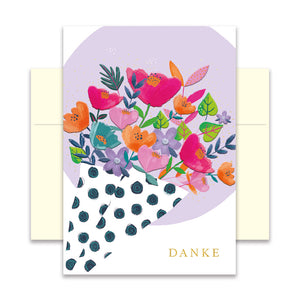 Hochwertige Grußkarte - Glückwunschkarte mit farbigen Umschlag - verschiedene Anlässe - Danke - Blumenstrauß