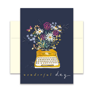 Hochwertige Grußkarte - Glückwunschkarte mit farbigen Umschlag - verschiedene Anlässe - wonderful day - florales Motiv