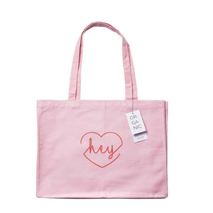 Stofftasche - Jutebeutel - 48 x 14 x 42 cm - 100% Bio-Baumwolle - Organic Cotton Bag - "hey" im Herz