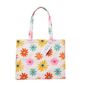 Stofftasche - Jutebeutel - 48 x 14 x 42 cm - 100% Bio-Baumwolle - Organic Cotton Bag - Blumenmuster